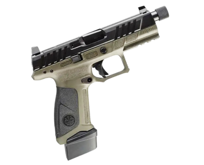 Beretta USA APX A1 Tactical 9mm Luger 21+1 4.80&quot; Black Steel Threaded Barrel, Black Optic Cut/Serrated Slide, OD Green w/Black Controls Aluminum Frame w/Picatinny Rail &amp; Beavertail, Black Interchangea