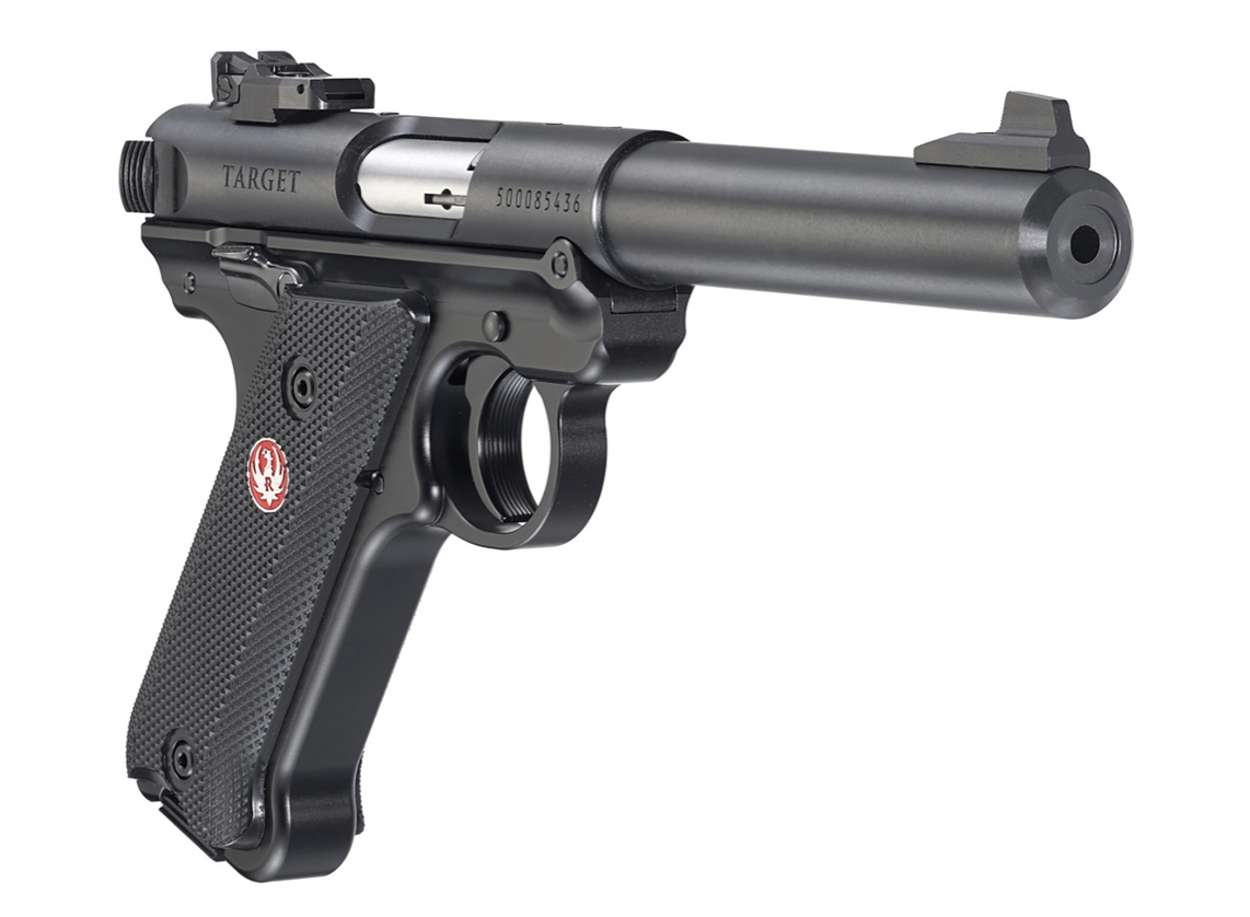 Ruger 40183 Mark IV Target *CA Compliant 22 LR 10+1 5.50&quot; Blued Bull Barrel, Blued Steel Slide, Black Checkered Polymer Grip