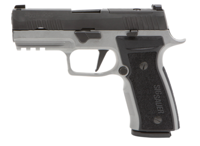 Sig Sauer P320 AXG Carry 9mm Luger 10+1 3.90&quot; Black Steel Barrel, Black Nitron Optic Ready/Serrated Slide, Stainless Steel Frame w/Beavertail &amp; Picatinny Rail Black Titanium Cerakote AXG Grips