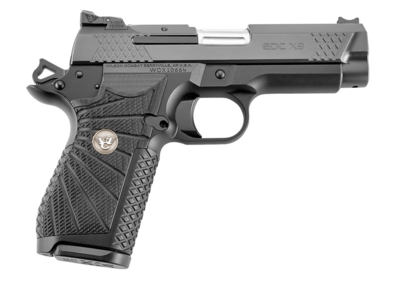 Wilson Combat EDCXCPR9A 1911 EDC X9 9mm Luger Caliber with 4&quot; Barrel, 15+1 Capacity, Black Finish Aluminum Picatinny Rail/Beavertail Frame, Black DLC Stainless Steel Slide, Black G10 Grip &amp; Ambidextro