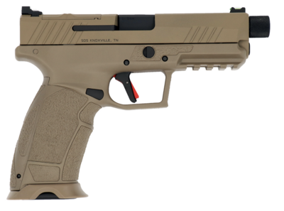 Tisas PX-9 Gen3 Duty 9mm Luger Caliber with 4.69&quot; Threaded Barrel, 20+1 or 18+1 Capacity, Overall Flat Dark Earth Finish, Picatinny Rail Frame, Serrated/Optic Cut Cerakote Steel Slide &amp; Interchangeabl