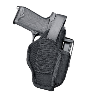 Uncle Mike&#39;s 70150 Sidekick Hip Holster IWB/OWB Size 15 Black Kodra Nylon Belt Clip Fits Large Semi-Auto Fits 3.75-4.50&quot; Barrel Ambidextrous