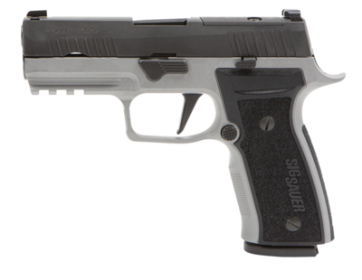 Sig Sauer P320 AXG Carry 9mm Luger 17+1 3.90&quot; Black Steel Barrel, Black Nitron Optic Ready/Serrated Slide, Stainless Steel Frame w/Beavertail &amp; Picatinny Rail Black Titanium Cerakote AXG Grips