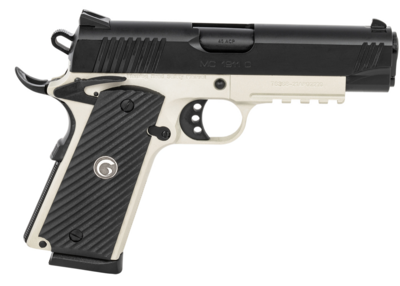 EAA Girsan MC1911 Commander Carry 45 ACP 8+1 4.40&quot; Black Steel Barrel, Blued Serrated Slide, Matte Gray Steel Frame w/Accessory Rail &amp; Beavertail, Checkered Laminate Grips Ambidextrous