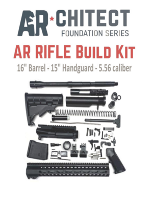 Bowden Tactical AR Rifle Build Kit Complete, 15&quot; M-Lok Handguard, Mil-Spec Parts, Flip Up Sights