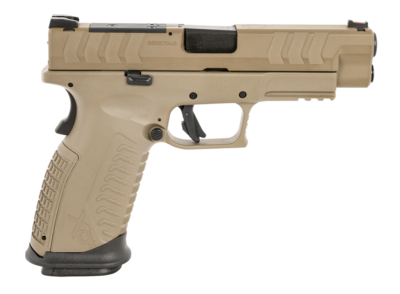 Springfield Armory XD-M Elite OSP 10mm Auto 16+1 4.50&quot; Black Melonite Steel Barrel, Flat Dark Earth Cerakote Optic Cut/Serrated Slide &amp; Polymer Frame w/Picatinny Rail, FDE Interchangeable Backstrap Gr