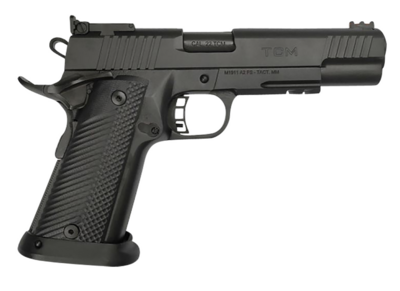 Rock Island 56877 TCM Premium Armorlube FS Full Size 22 TCM 17+1 5&quot; Black PECVD Coating Steel Ramped w/Crowning Barrel, Black PECVD Coating Serrated Slide &amp; Frame w/Beavertail Black Textured G10 Grips