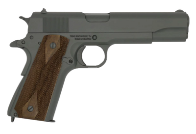 Tisas 1911 A1 US Army 45 ACP Caliber with 5&quot; Barrel, 7+1 Capacity, Overall Black Parkerized Finish Steel, Beavertail Frame, Serrated Slide &amp; Checkered Wood Grip