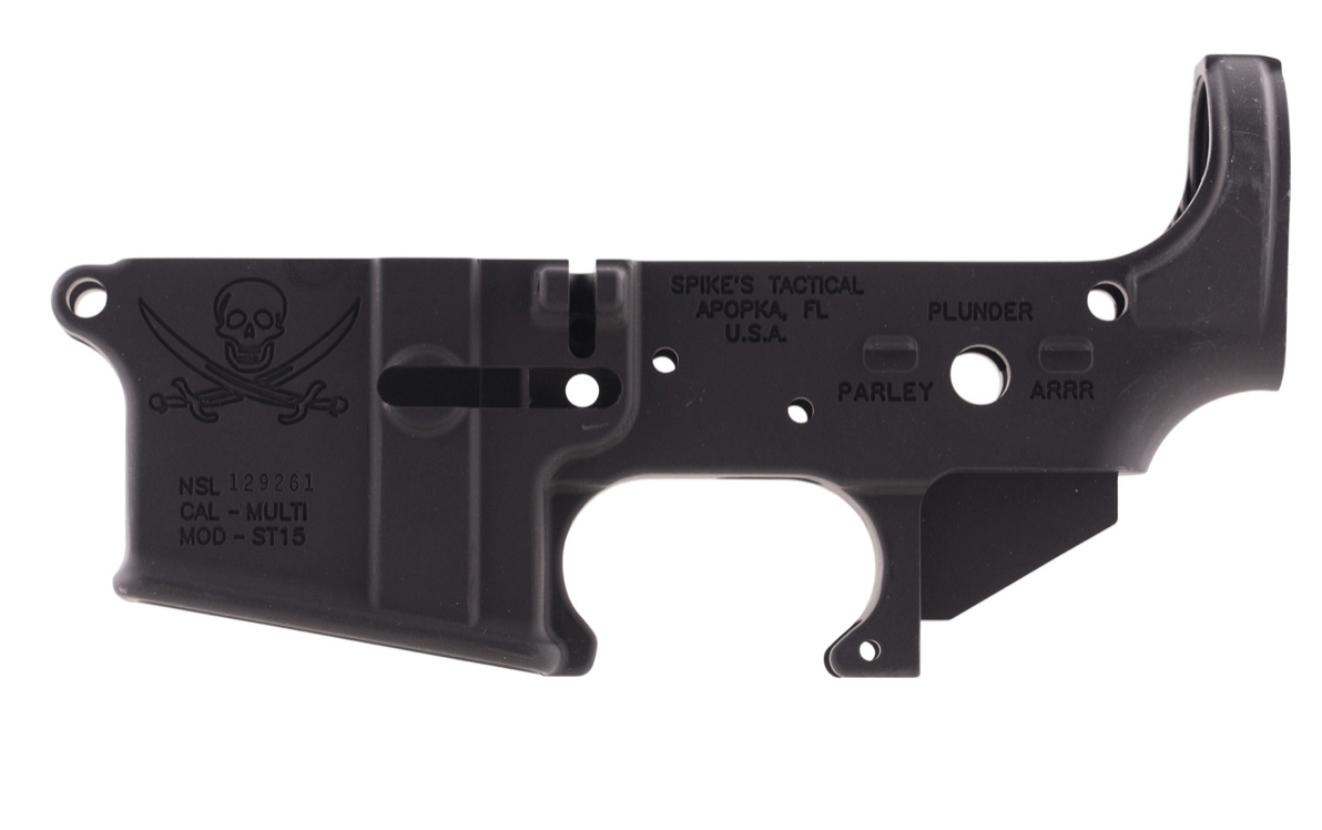 Spikes Calico Jack Stripped Lower Receiver Multi-Caliber 7075-T6 Aluminum Black Anodized for AR-15
