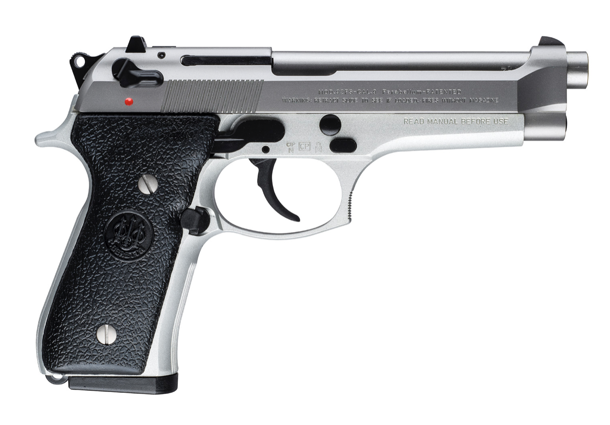 Beretta 92FS Inox 9mm Luger 4.90&quot; 10+1 Satin Stainless Steel Stippled Black Polymer w/Texture Grip (Italian Made)