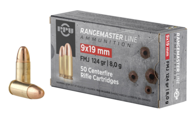 PPU Rangemaster Target 9mm Luger 124 gr Full Metal Jacket (FMJ) 1000  Round Case