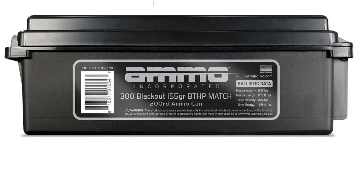 Ammo Inc.  Signature Personal Defense 300 Blackout 155 gr Hollow Point Boat-Tail (HPBT) 200 Per Case