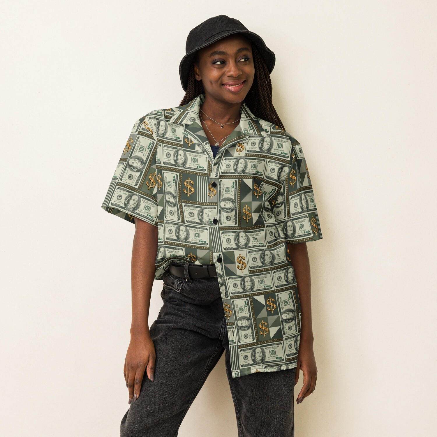 Show Me The Money US Dollar Bill Money Button Up Shirt