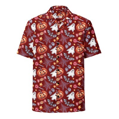 Pumpkins &amp; Ghost Halloween Breathable Button Up Shirt
