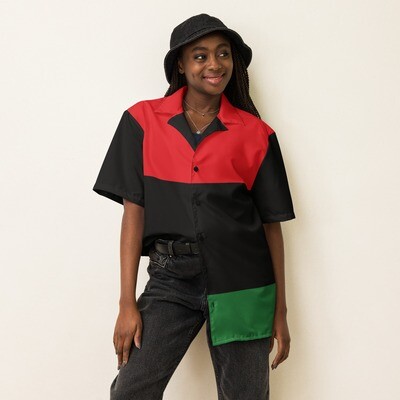Red Black and Green Pan African Garvey Button Up Shirt