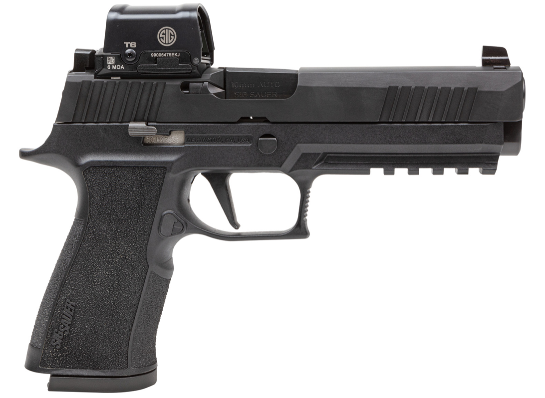 Sig Sauer P320 XTen Full Size 10mm Auto 15+1 5&quot; Black Steel Bull Barrel, Black Nitron Serrated/Optic Slide &amp; Black Stainless Steel Frame w/Beavertail &amp; Picatinny Rail, Black Polymer XSeries Grips Feat