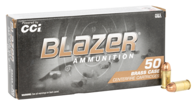 CCI Blazer Brass 380 ACP 95 gr Full Metal Jacket (FMJ) 50 Per Box