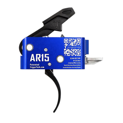 TriggerTech Competitive Independence Pro Curved Two-Stage Trigger, Blue &amp; White Engraved Flag Housing, Fits AR-15