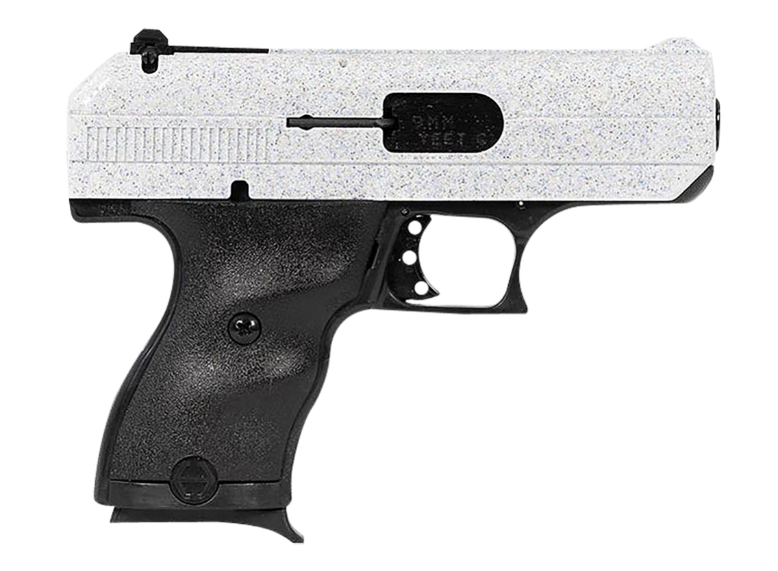 Hi-Point C9 9mm Luger 8+1 3.50&quot; Black Steel Barrel, Hydro-Dipped White Sparkle Serrated Slide, Black Polymer Frame, Black Polymer Grips, Right Hand