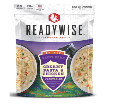 ReadyWise Food Kit Crest Peak Creamy Pasta and Chicken 2.5 Servings, 6 Pack