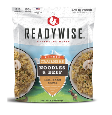 ReadyWise Trailhead Noodles &amp; Beef 2.5 Servings Resealable Pouch, 6 Pack