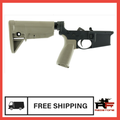 BCM Lower MOD 0 Multi-Caliber 7075-T6 Aluminum Black Cerakote Synthetic Flat Dark Earth Pistol Grip &amp; Stock for AR-Platform