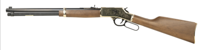 Henry H006GES Golden Boy Eagle Scout Tribute Edition 44 Mag/44 Special 10+1 20&quot; Blued Octagon Barrel, Engraved Polished Brass Rec &amp; American Walnut Furniture, Side Loading Gate, Adj. Sight