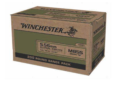 Winchester Ammo WM855200 USA M855 Green Tip 5.56x45mm NATO 62 gr 3060 fps Full Metal Jacket (FMJ) 200 Bx