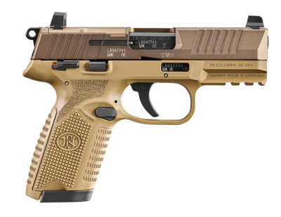FN 502 MRD Full Size 22 LR 10+1 4&quot; Black Target Crown Steel Barrel/Flat Dark Earth PVD Optic Ready/Serrated Slide/Flat Dark Earth Polymer Frame w/Accessory Rail/FDE Textured Polymer Grips Ambidextrous