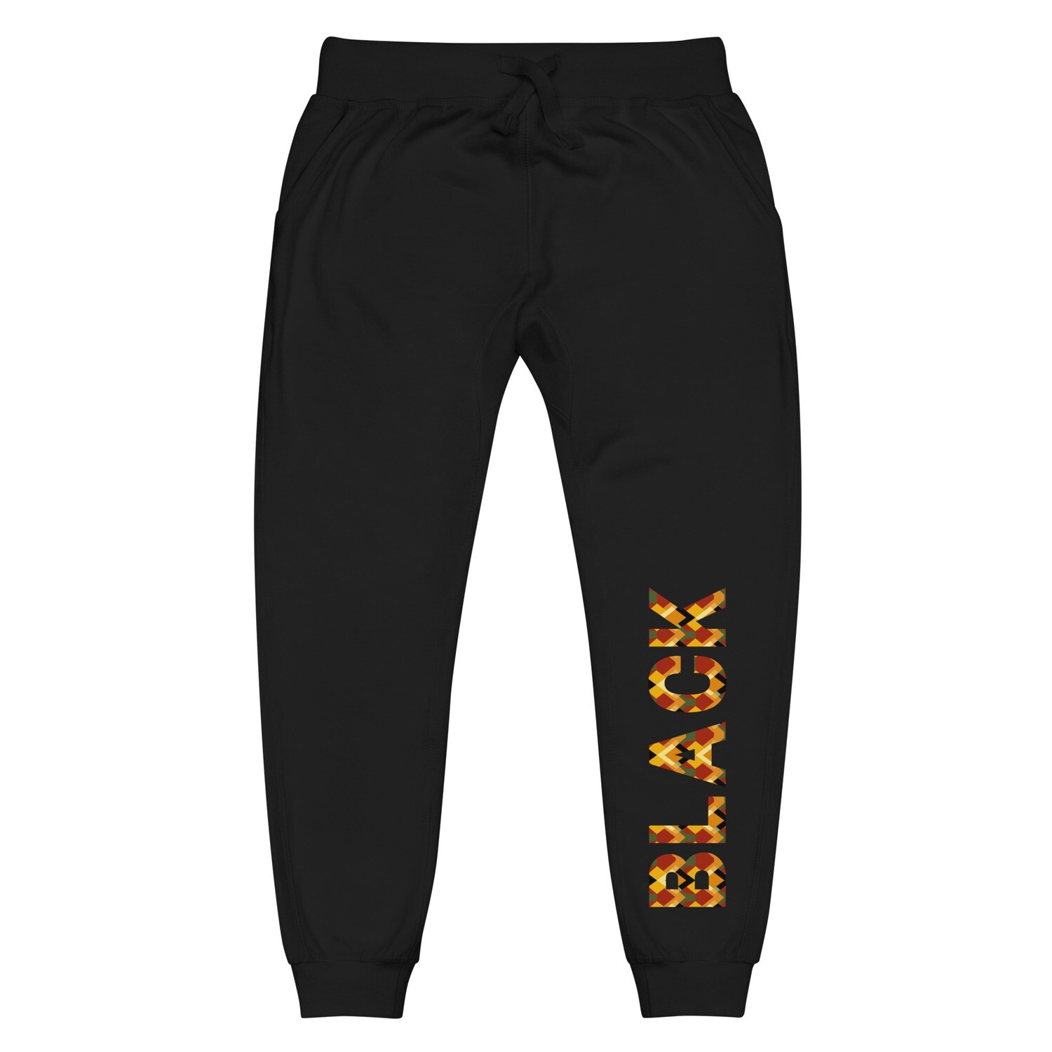 African Print &#39;Black&#39; Unisex Fleece Sweatpants - Cozy Cultural Vibes (Free Shipping)
