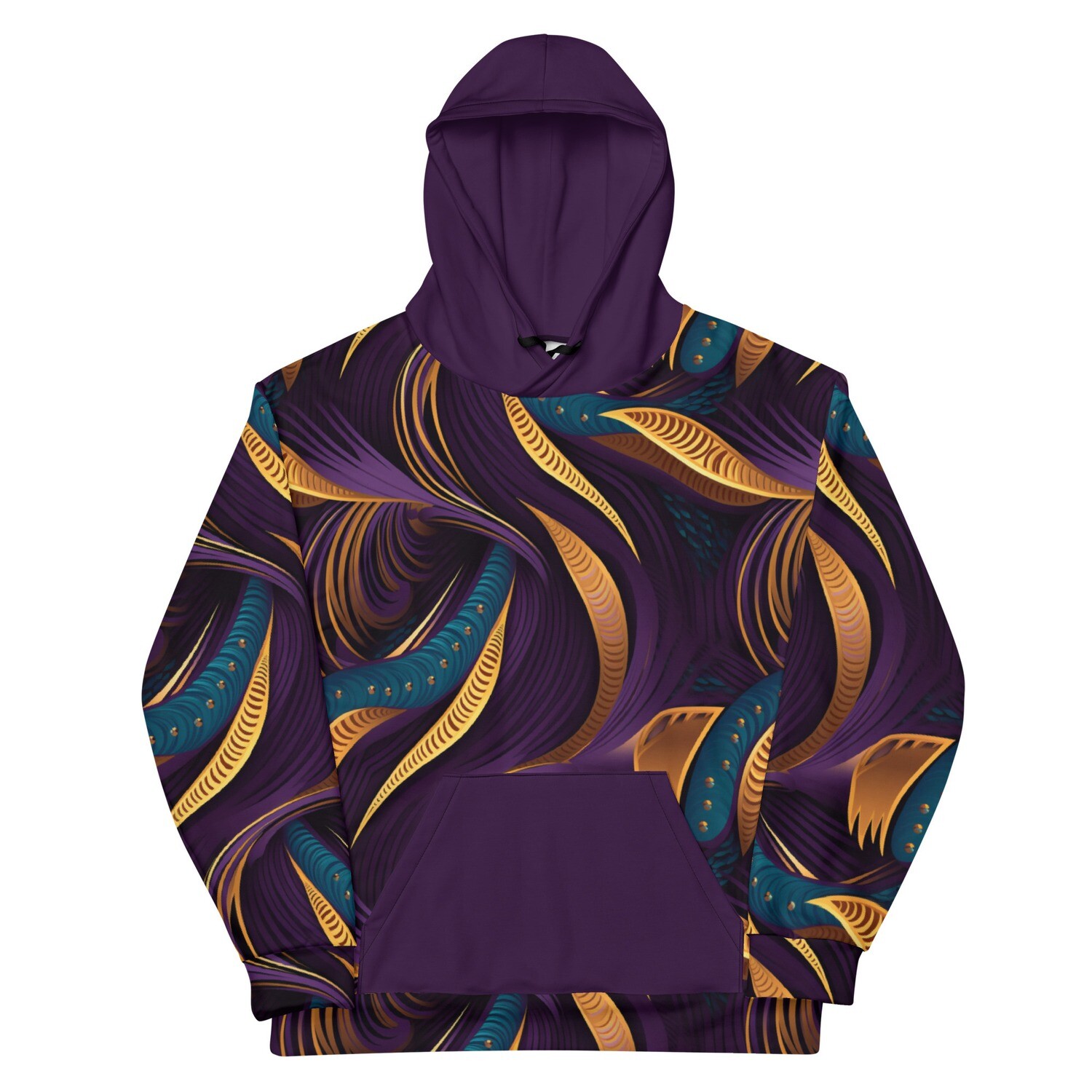 Safari Dreams Unleashed: Purple Amber Teal Unisex Hoodie with African Print