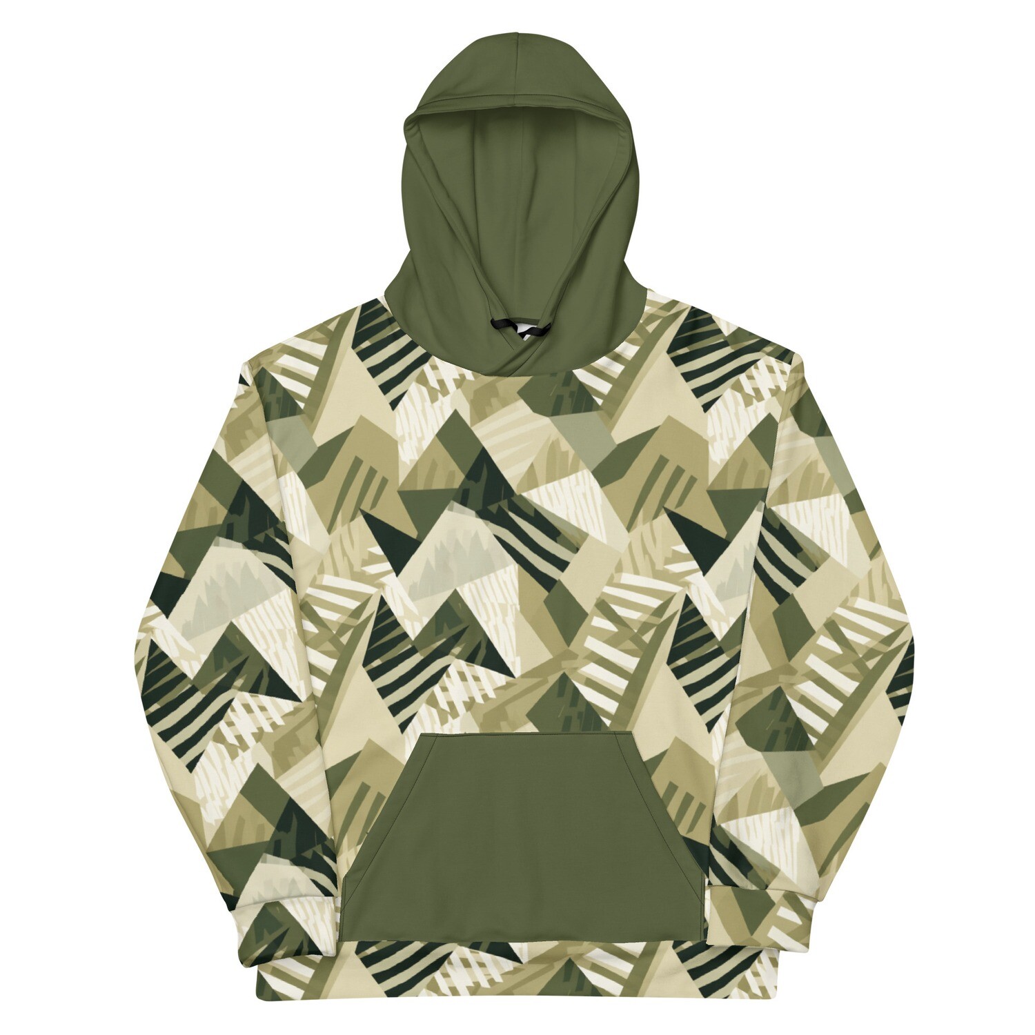 Urban Safari African Print Vibes: Olive Green Neutral Tone Abstract Unisex Hoodie