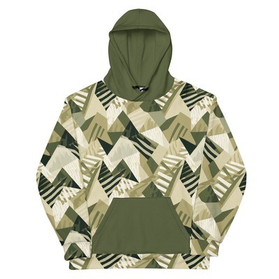 Urban Safari African Print Vibes: Olive Green Neutral Tone Abstract Unisex Hoodie