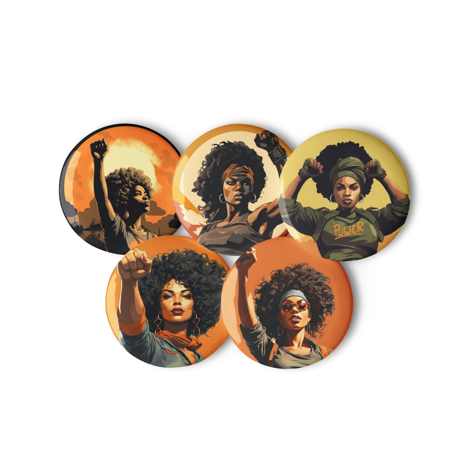 Black Women Empowerment Set of 5 Pin Buttons