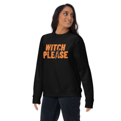 Witch, Please! Halloween Sweatshirt feat. Shotgun-Riding Witch Silhouette