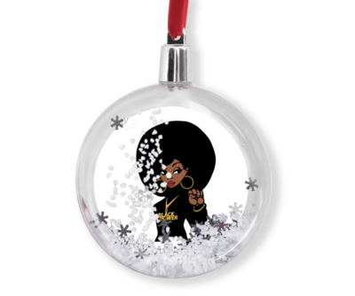 Black Santa With A Shotgun Snow Globe Holiday Ornament