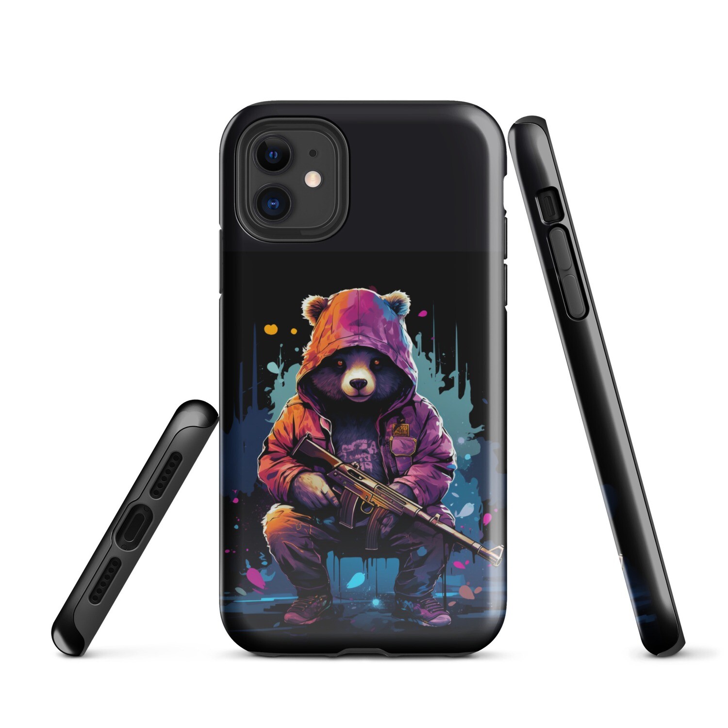 Bear Arms Paint Splash Tough iPhone Case - Stylish and Durable Dual-Layer Protection (ships free)