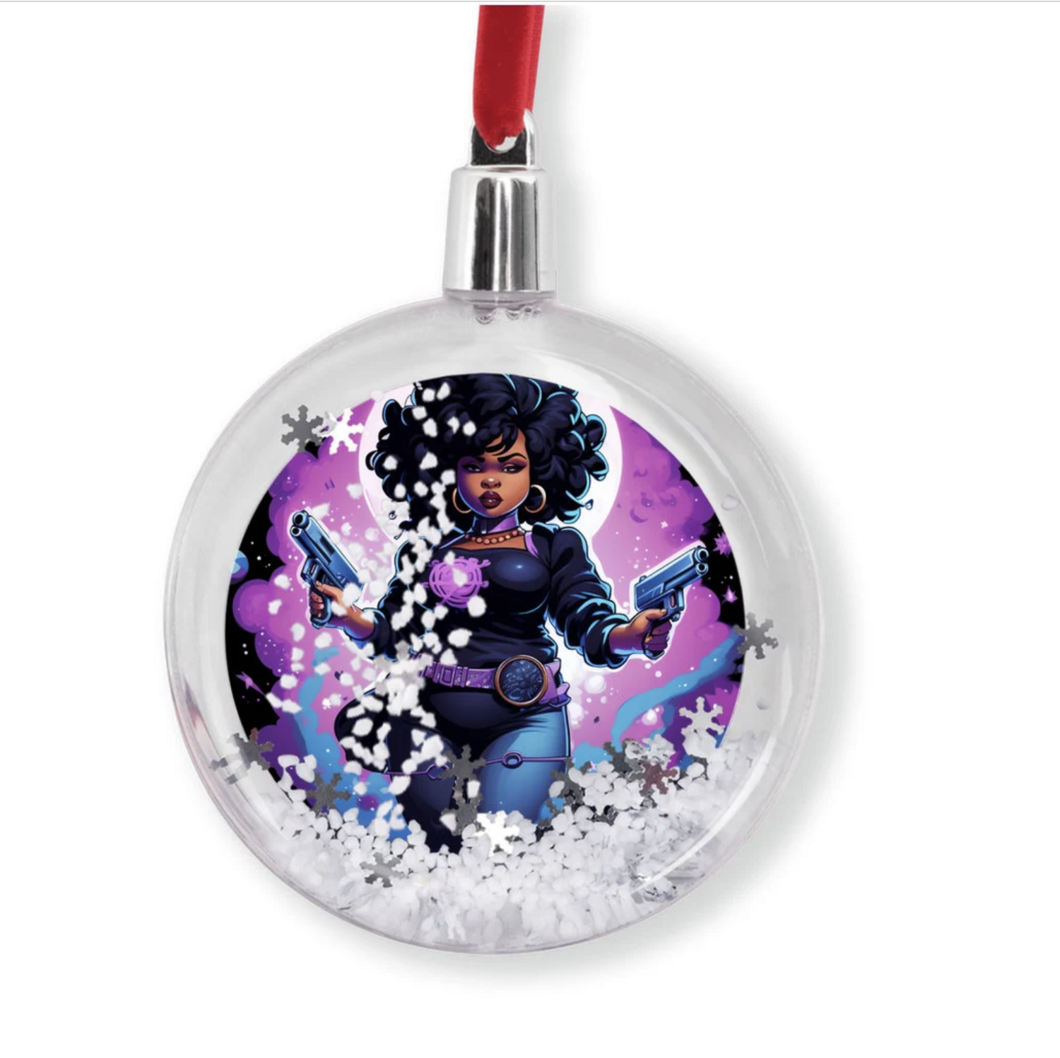 Pretty &amp; Protected Queen Firearm Snow Globe Ornament