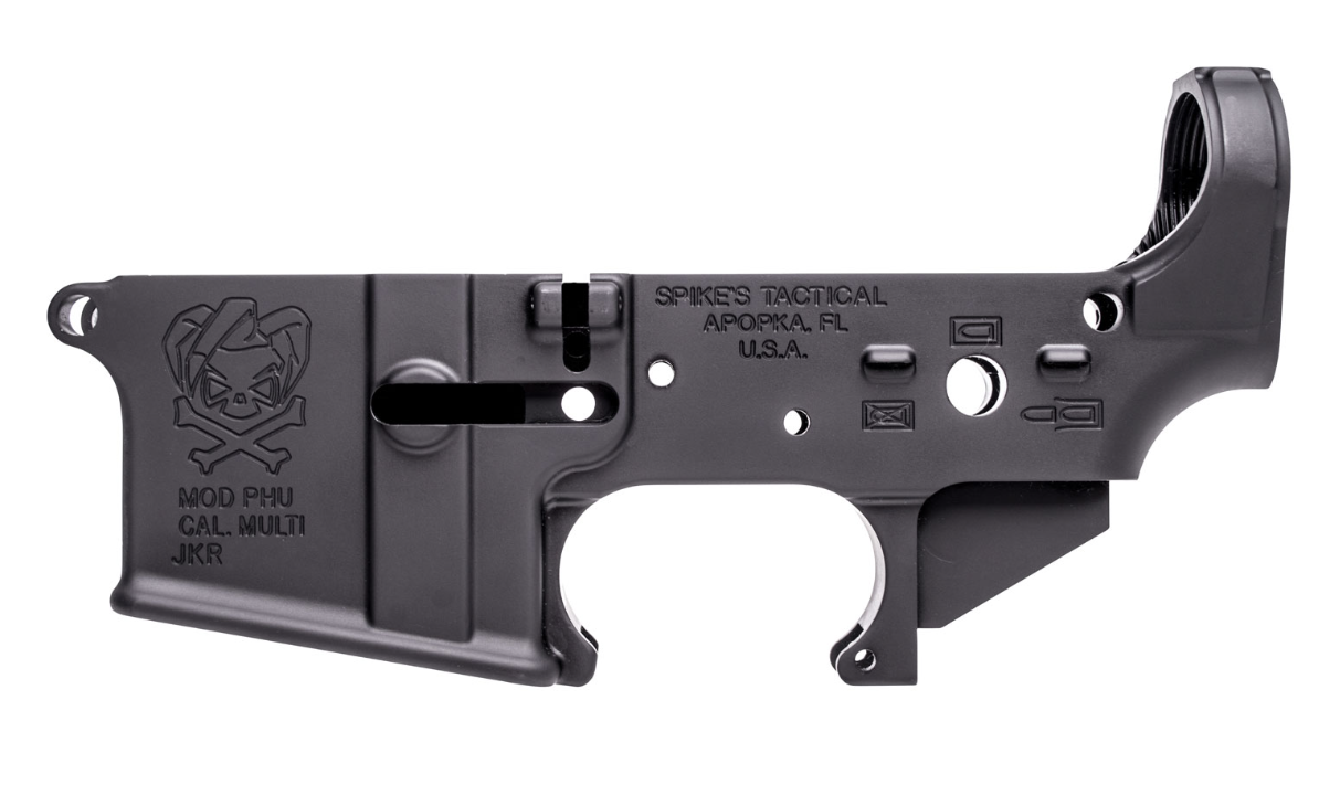 Spikes PHU Joker Stripped Lower Receiver Multi-Caliber 7075-T6 Aluminum Black Anodized for AR-15