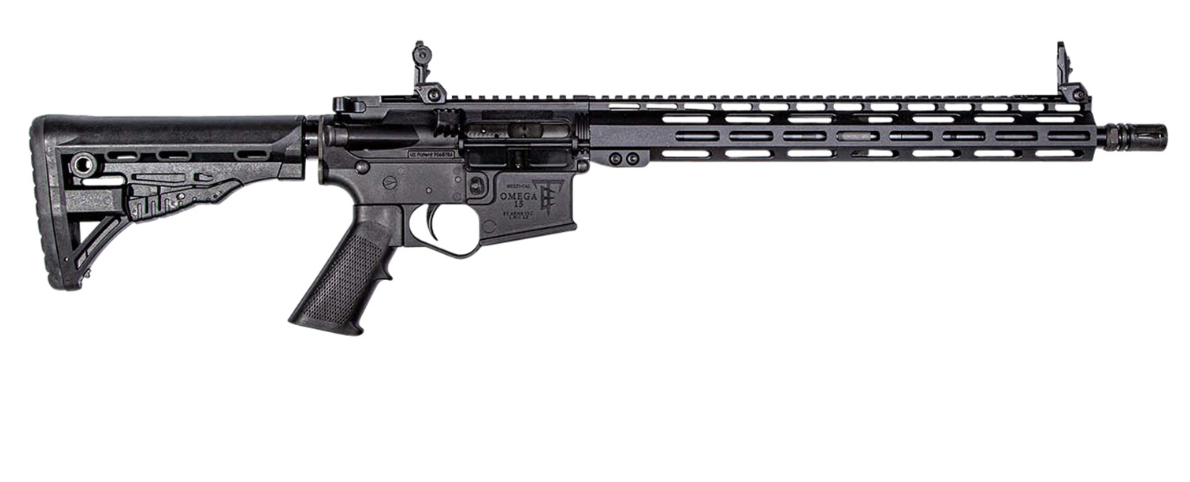 ET Arms Inc ETAGOMEGA556ML15CA Omega-15 5.56x45mm NATO 10+1 16&quot;, Polymer Rec, ATI SR-1 Deluxe Stock, A2 Grip, Flip-Up Sights