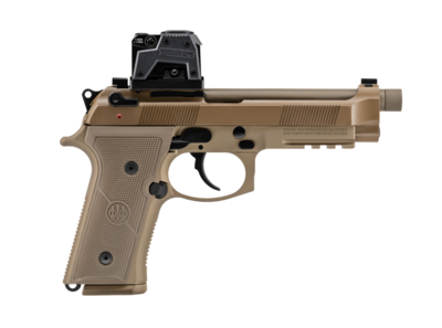 Beretta USA JM9A4G18CO M9A4 Optic Bundle Full Size Frame 9mm Luger 18+1 5.20&quot; Threaded Barrel, FDE Cerakote Optic Ready/Serrated SS Slide, Anodized Aluminum Frame w/Beavertail &amp; Picatinny Rail, Ambide