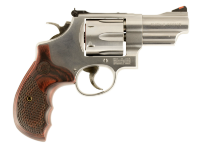 Smith &amp; Wesson 150715 Model 629 Deluxe 44 Rem Mag or 44 S&amp;W Spl Stainless Steel 3&quot; Barrel &amp; 6rd Cylinder, Satin Stainless Steel N-Frame, Textured Wood Grip