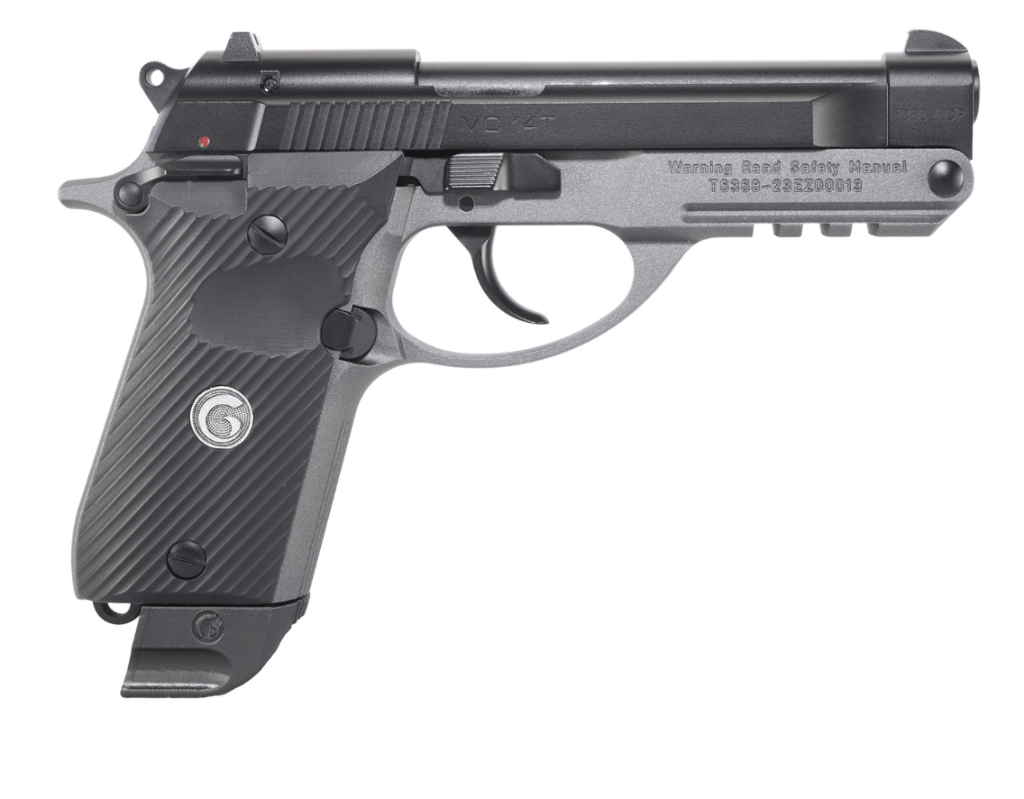 EAA Girsan MC 14T Solution Compact Frame 380 ACP 13+1, 4.50&quot; Black Steel Tip-Up Barrel &amp; Serrated Steel Slide, Matte Stainless Aluminum Frame w/Picatinny Rail, Black Polymer Grip, Ambidextrous