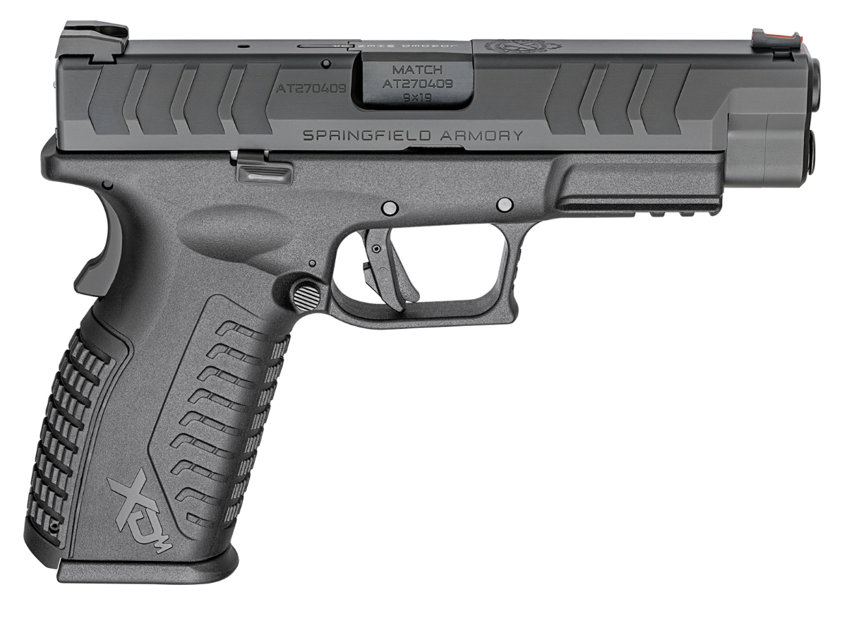 Springfield Armory XDME9459BCA XD-M Elite *CA Compliant Full Size Frame 9mm Luger 10+1, 4.50&quot; Black Melonite Match Grade Barrel, Black Melonite Serrated Steel Slide, Black Polymer Frame w/Picatinny Ra