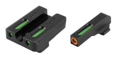 TruGlo TFX Pro Black | Green Tritium &amp; Fiber Optic Orange Outline Front Sight Green Tritium &amp; Fiber Optic Rear Sight