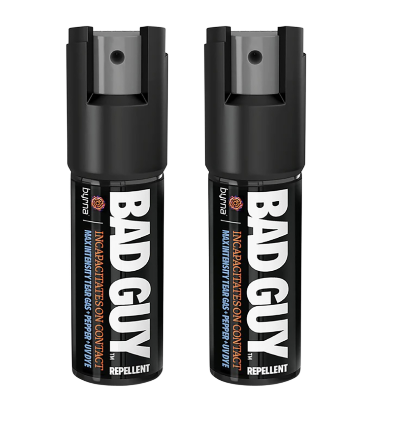 Byrna Technologies Bad Guy Repellant Max Capsaicin UV Dye Range 8-15 ft Black Canister 2 Cans