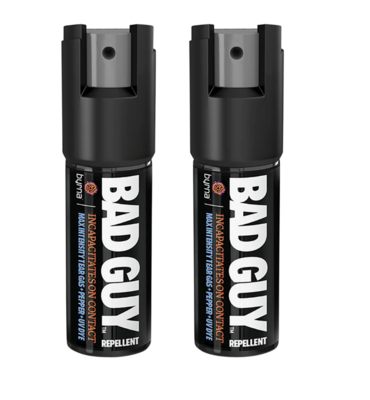 Byrna Technologies Bad Guy Repellant Max Capsaicin UV Dye Range 8-15 ft Black Canister 2 Cans