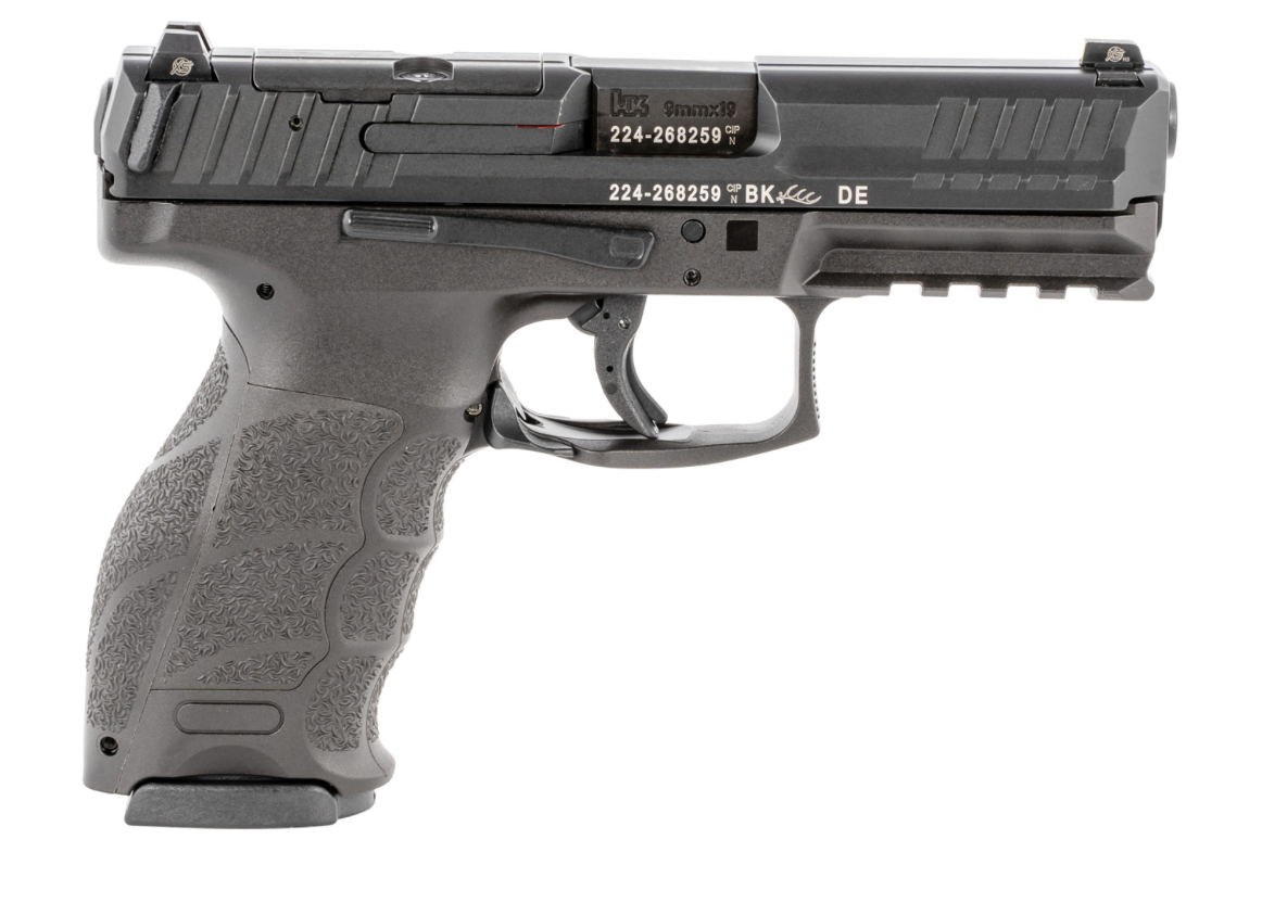 HK VP9 Optic Ready 9mm Luger 10+1 4.09&quot; Black Polygonal Rifled Barrel, Black Serrated Slide &amp; Polymer Frame w/Picatinny Rail &amp; Serrated Trigger Guard, Black Finger Grooved Polymer Grips Ambidextrous