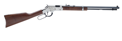 Henry Golden Boy Silver Eagle 2nd Edition 22 Short, 22 Long or 22 LR Caliber with 16 LR/21 Short Capacity, 20&quot; Blued Barrel, Nickel-Plated Metal Finish &amp; American Walnut Stock Right Hand (Full Size)