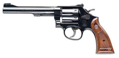 Smith &amp; Wesson 150477 Model 17 Masterpiece *CA Compliant 22 LR Bright Blued Carbon Steel 6&quot; Barrel, 6rd Cylinder, &amp; K-Frame, Checkered Service Square Butt Grip, Classic-Styled Thumbpiece